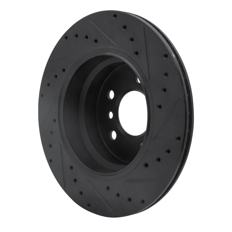 BMW X5 Brake Rotor (1) - Rear Left - R1 Concepts - Drilled & Slotted - Black - `02-`06